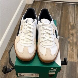 Puma White and Tan Men's Sneakers